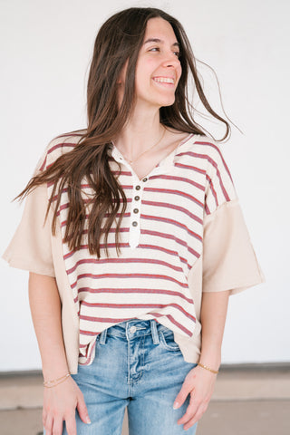 Sunset Trails Vintage Top - Burgundy