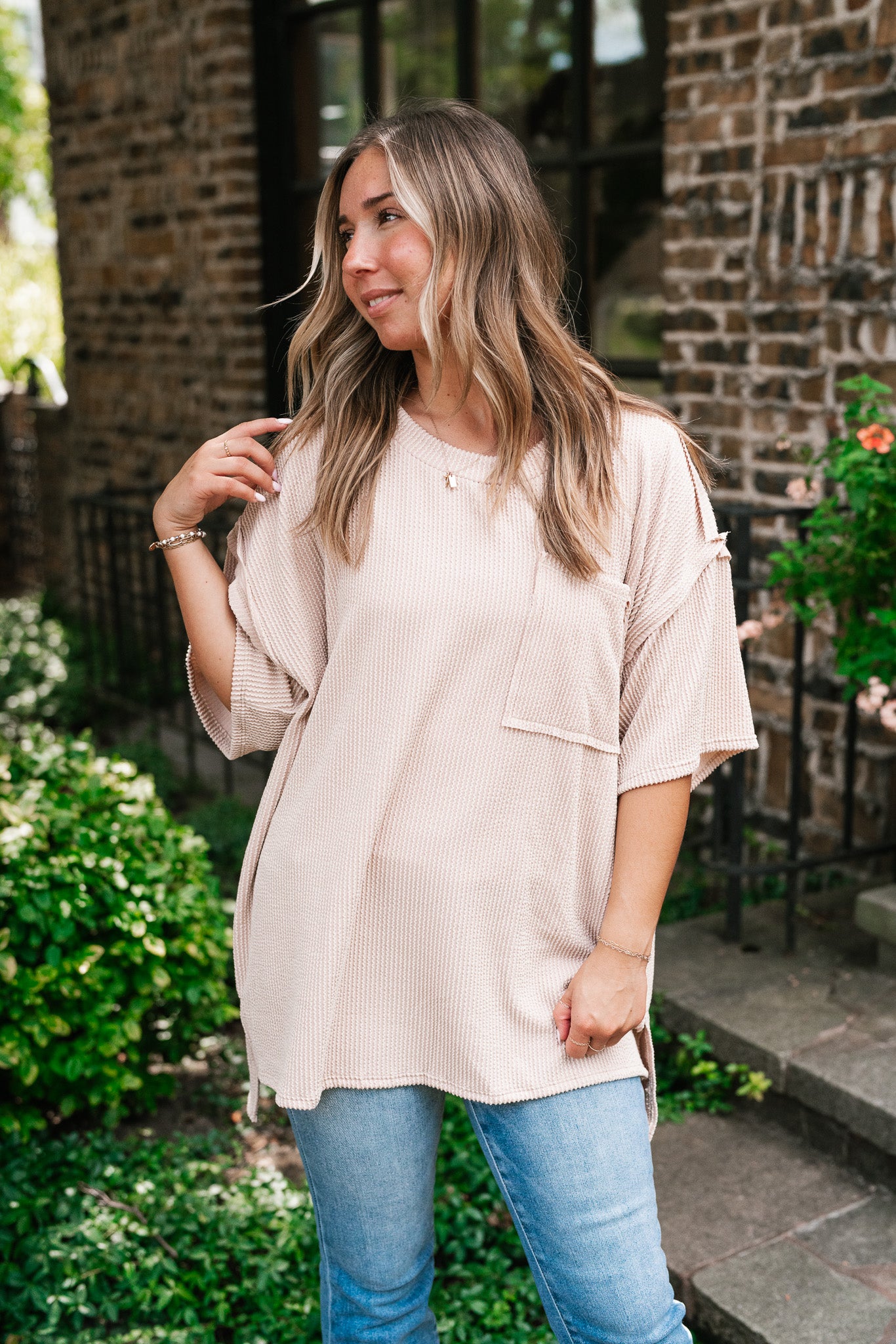 Forever Timeless Relaxed Ribbed Top- Taupe