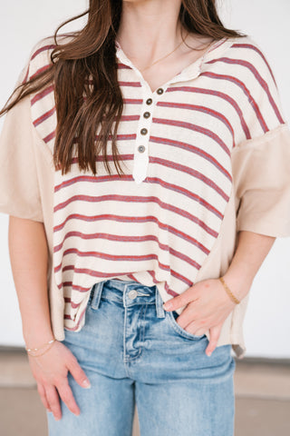 Sunset Trails Vintage Top - Burgundy