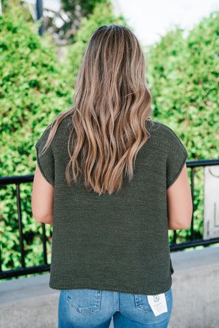 Everyday Ease Crew Neck Sweater Tank - Dark Green