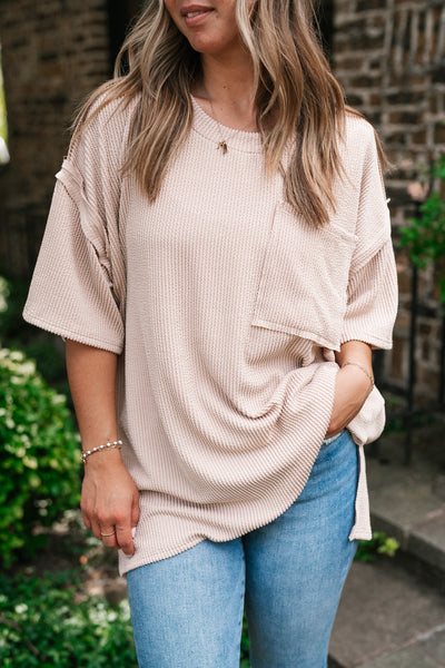 Forever Timeless Relaxed Ribbed Top- Taupe