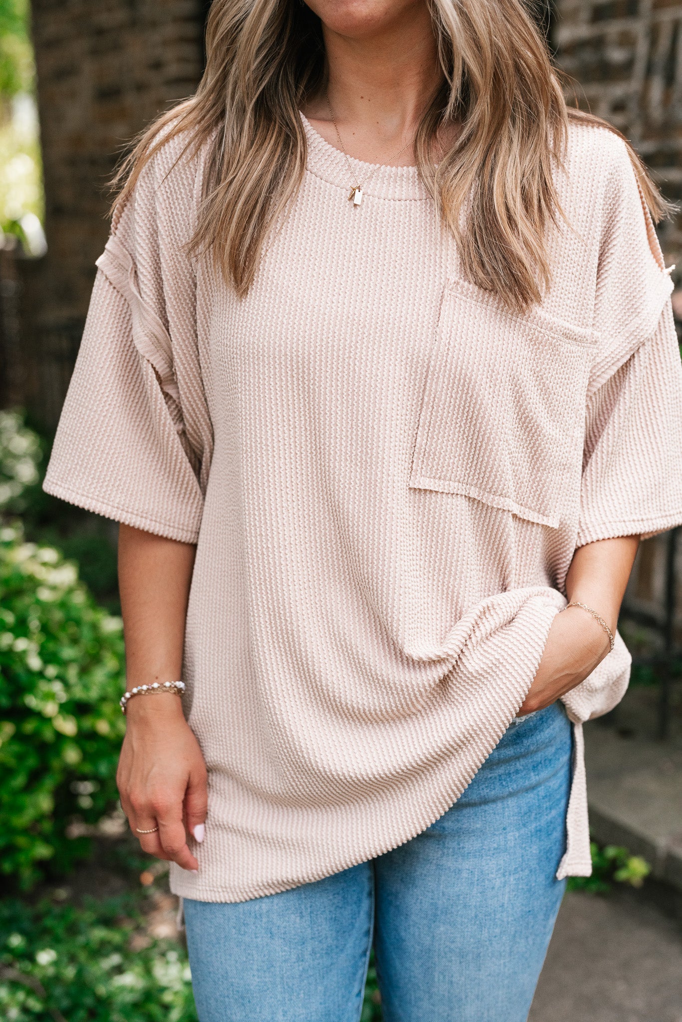 Forever Timeless Relaxed Ribbed Top- Taupe