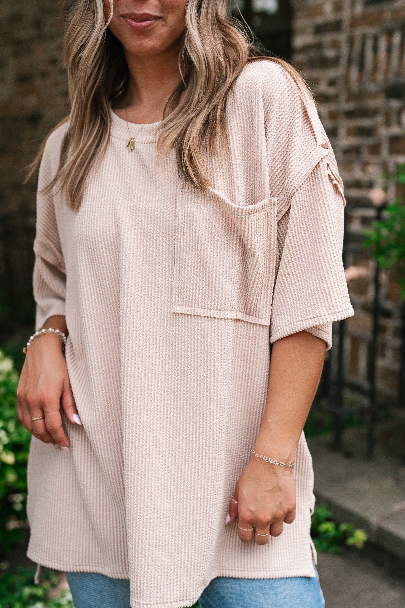 Forever Timeless Relaxed Ribbed Top- Taupe