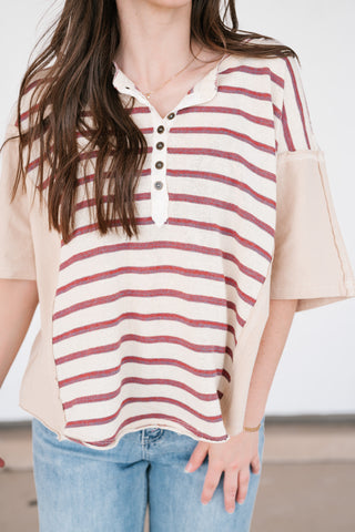 Sunset Trails Vintage Top - Burgundy