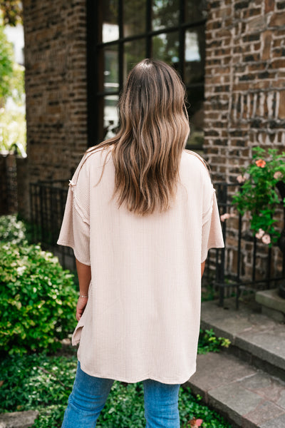 Forever Timeless Relaxed Ribbed Top- Taupe