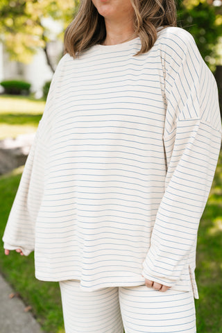 After Hours Oversized Long Sleeve Striped Top - Ivory