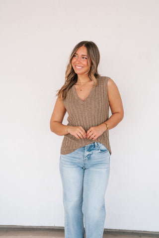 Textured Lines Knit Tank Top