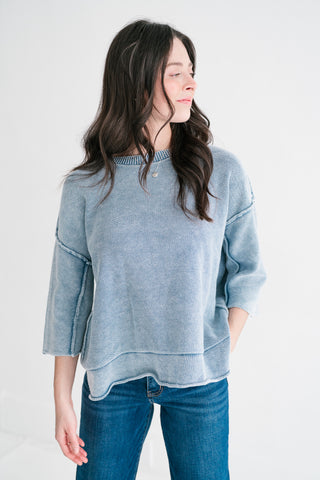 Relaxed Rhythm Knit Top - Dusty Blue