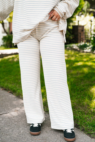 After Hours Striped Pant - Ivory