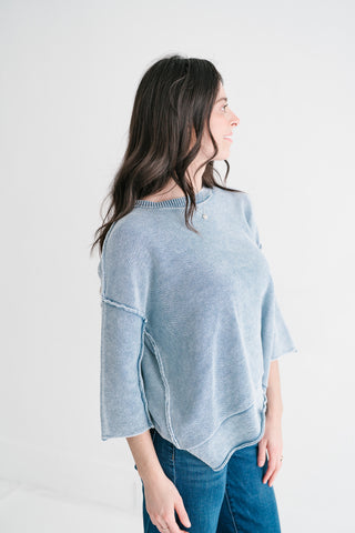 Relaxed Rhythm Knit Top - Dusty Blue