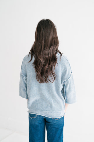 Relaxed Rhythm Knit Top - Dusty Blue