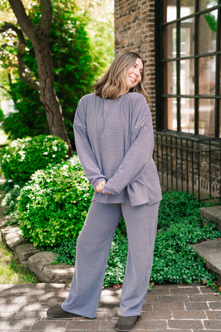 Oakley Oversized Fleece Long Sleeve Striped Top - Plum