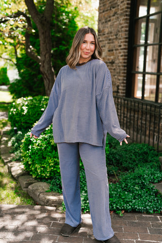 Oakley Oversized Fleece Long Sleeve Striped Top - Plum