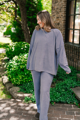 Oakley Oversized Fleece Long Sleeve Striped Top - Plum