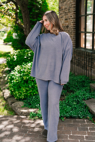 Oakley Oversized Fleece Long Sleeve Striped Top - Plum
