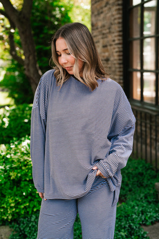 Oakley Oversized Fleece Long Sleeve Striped Top - Plum
