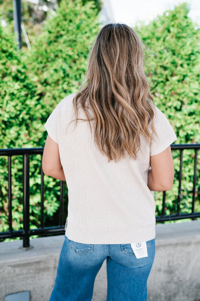 Comfort Breeze Ribbed Sweater Top - Warm Grey