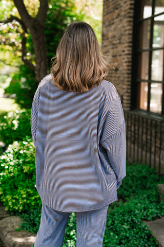 Oakley Oversized Fleece Long Sleeve Striped Top - Plum