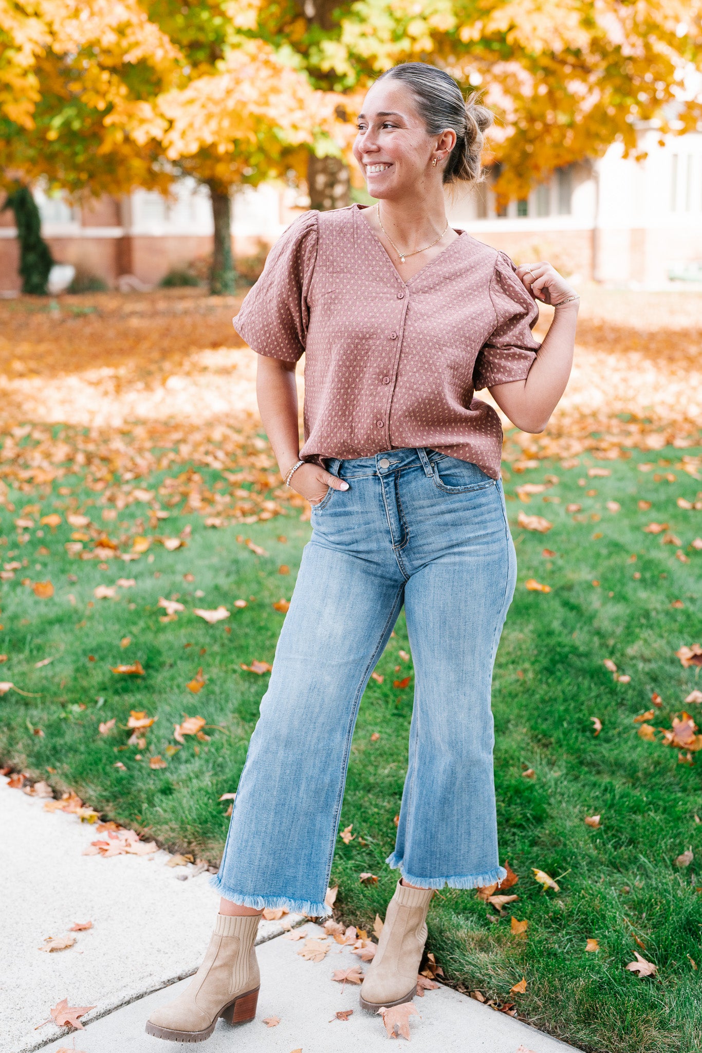 Autumn Charm Puff Sleeve Top