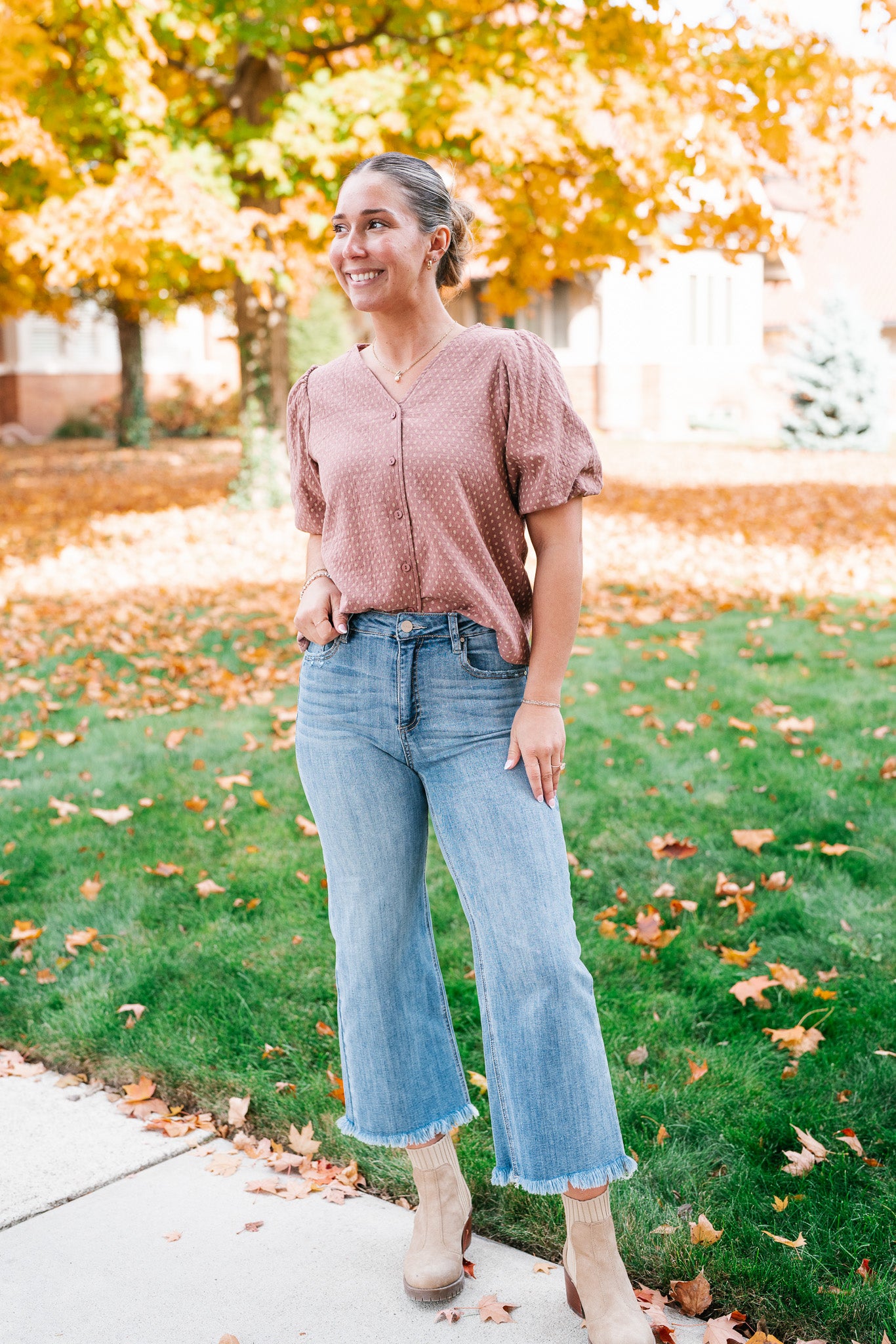 Autumn Charm Puff Sleeve Top