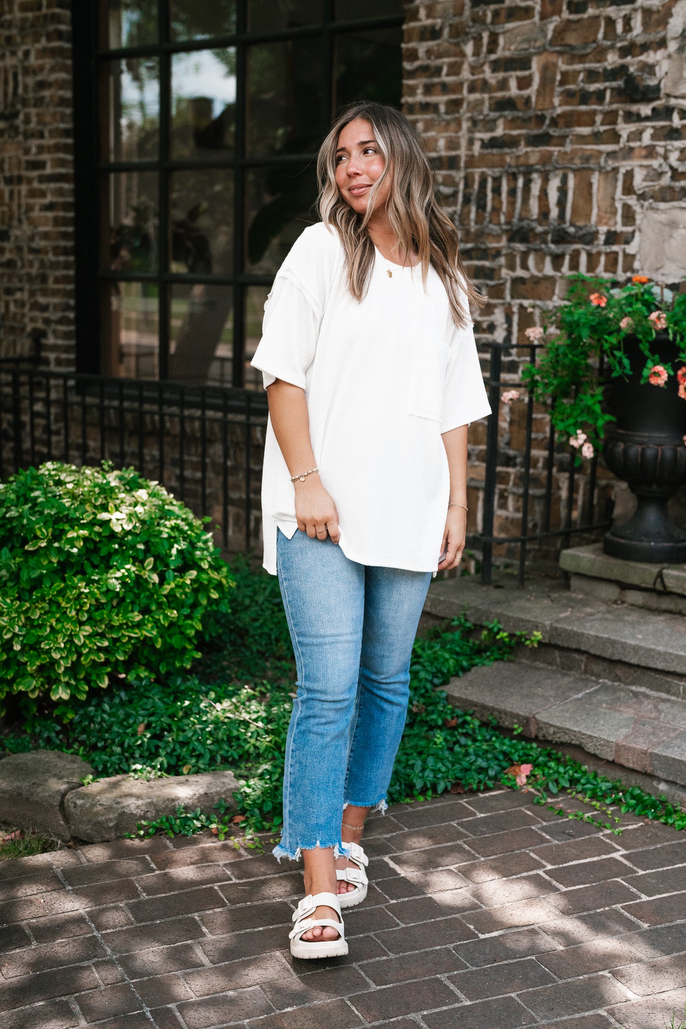 Forever Timeless Relaxed Ribbed Top- White