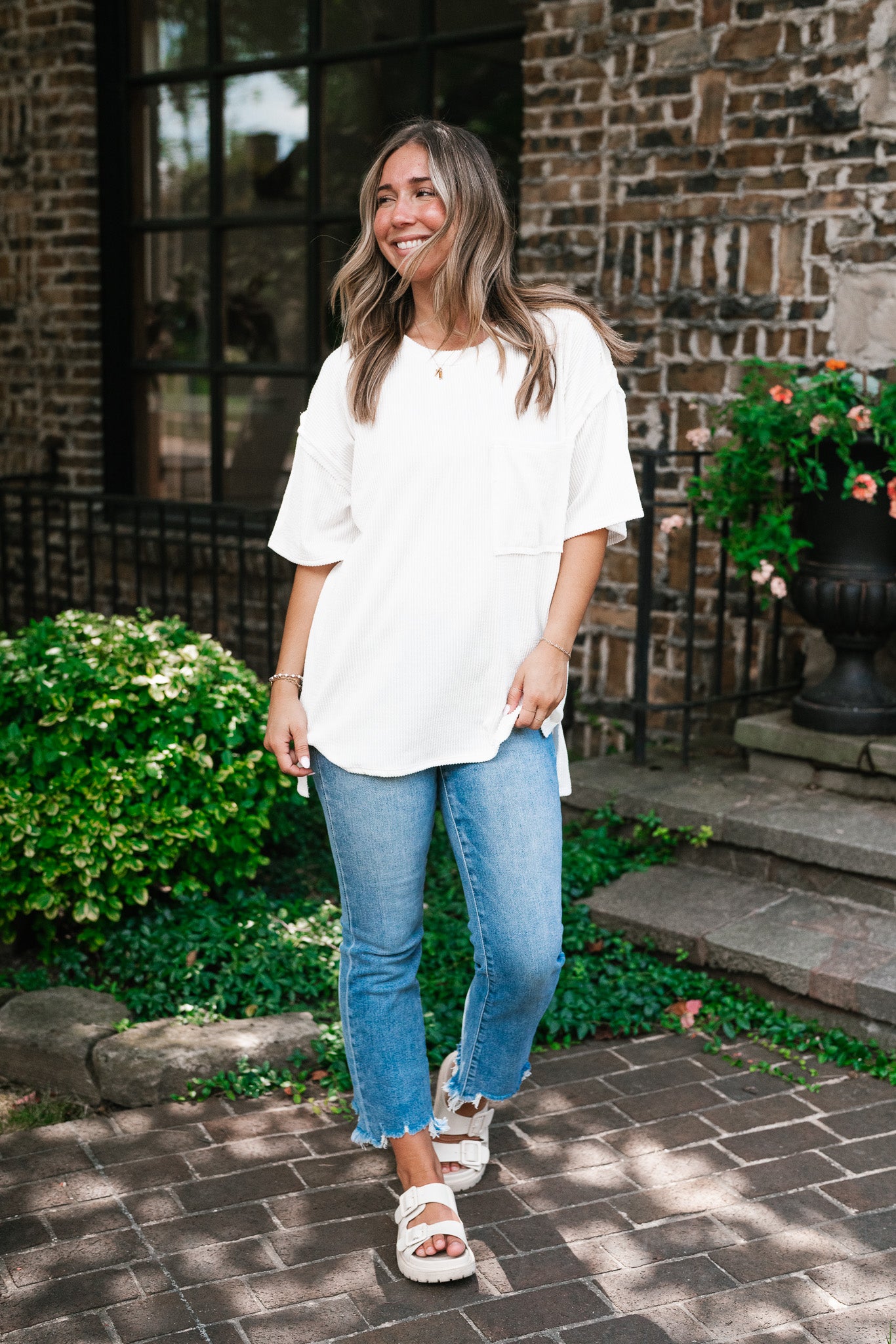 Forever Timeless Relaxed Ribbed Top- White