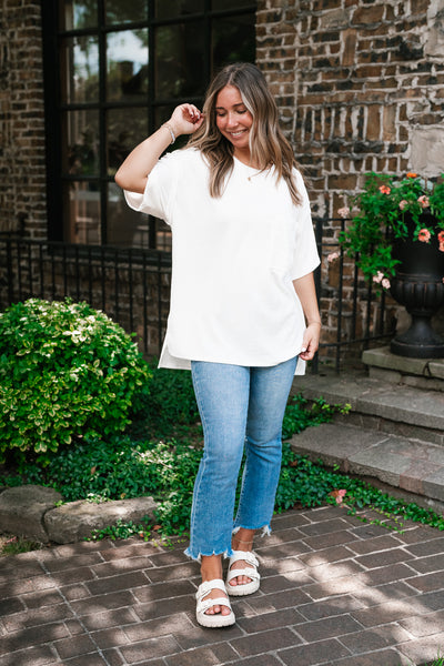 Forever Timeless Relaxed Ribbed Top- White