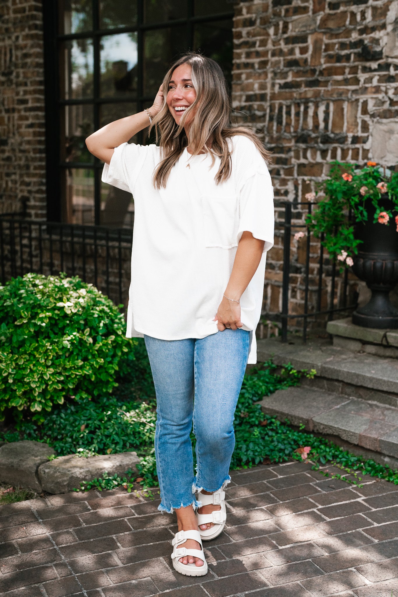 Forever Timeless Relaxed Ribbed Top- White