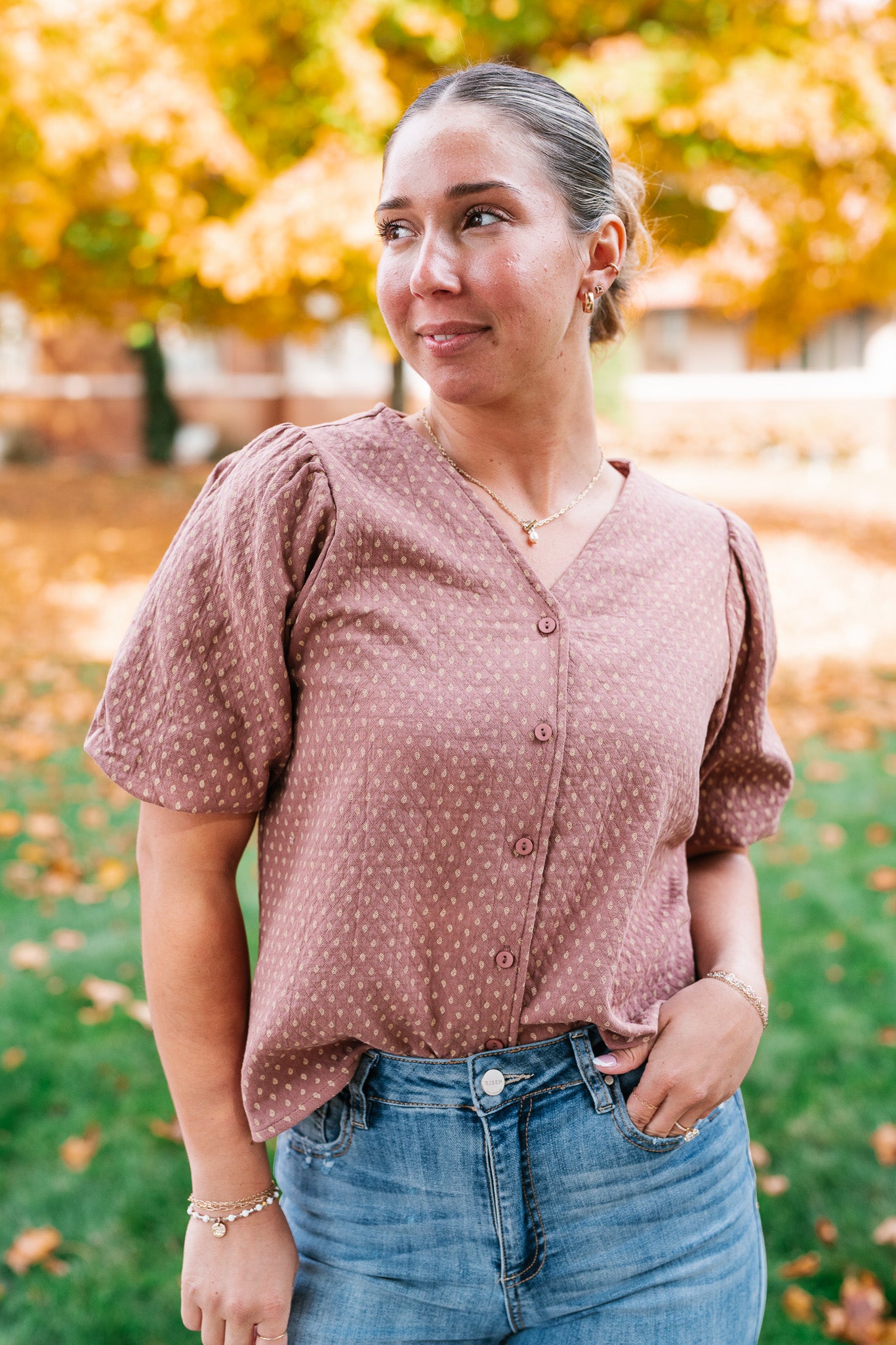 Autumn Charm Puff Sleeve Top