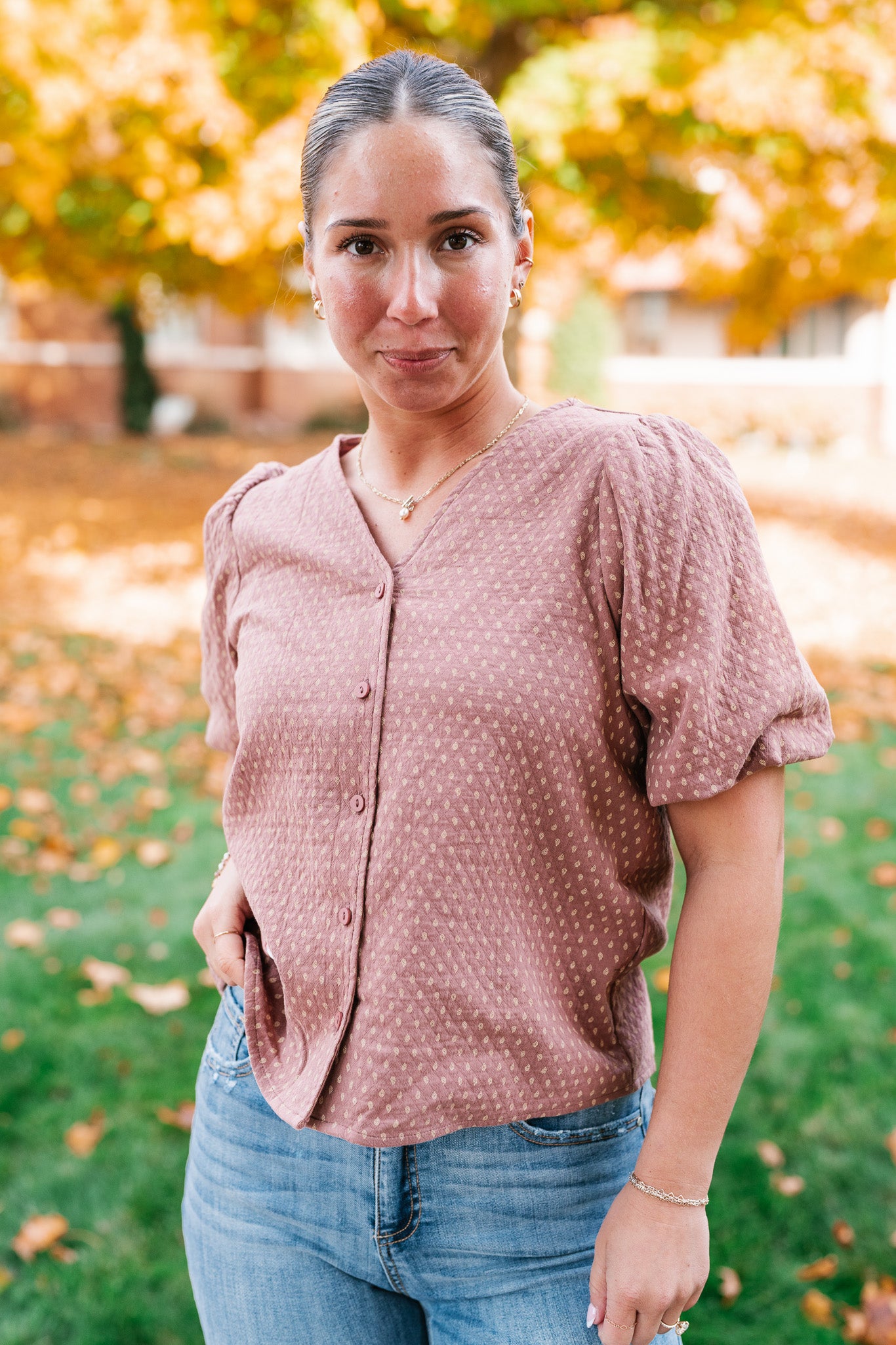 Autumn Charm Puff Sleeve Top