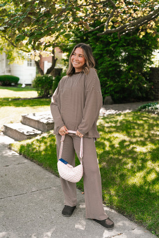 Skyler Oversized Striped Long Sleeve Top - Brown