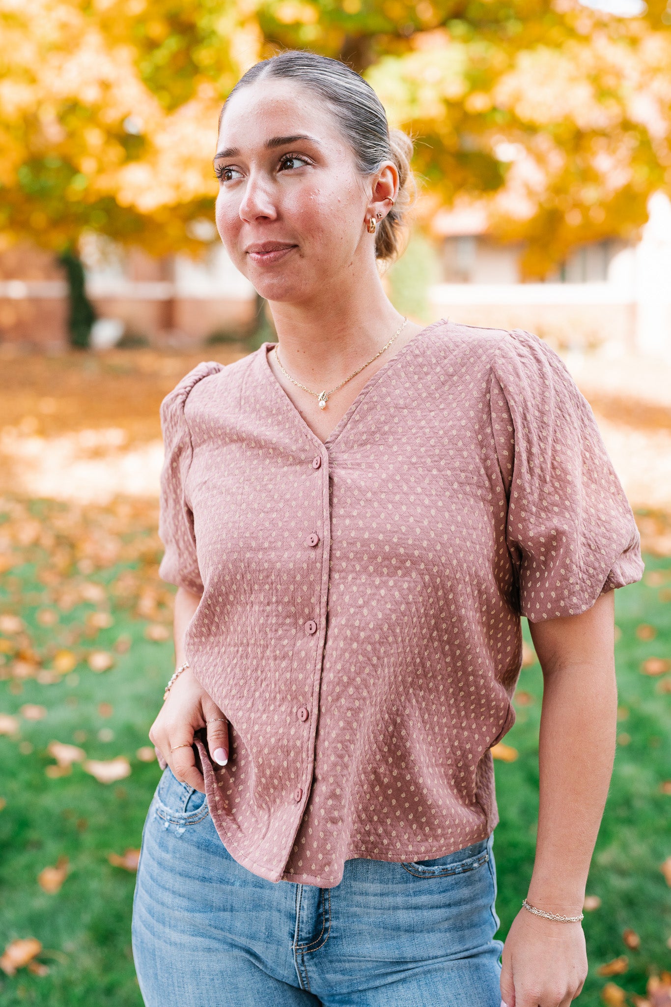 Autumn Charm Puff Sleeve Top