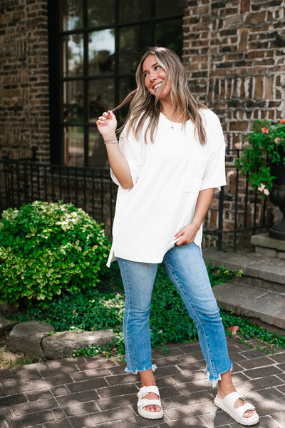 Forever Timeless Relaxed Ribbed Top- White