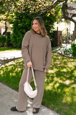 Skyler Oversized Striped Long Sleeve Top - Brown