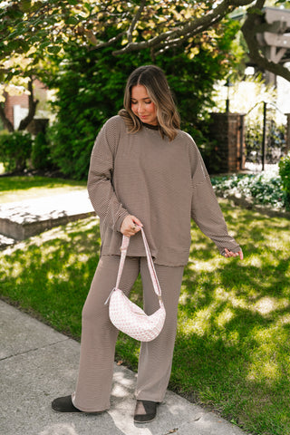 Skyler Oversized Striped Long Sleeve Top - Brown