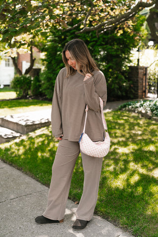 Skyler Oversized Striped Long Sleeve Top - Brown