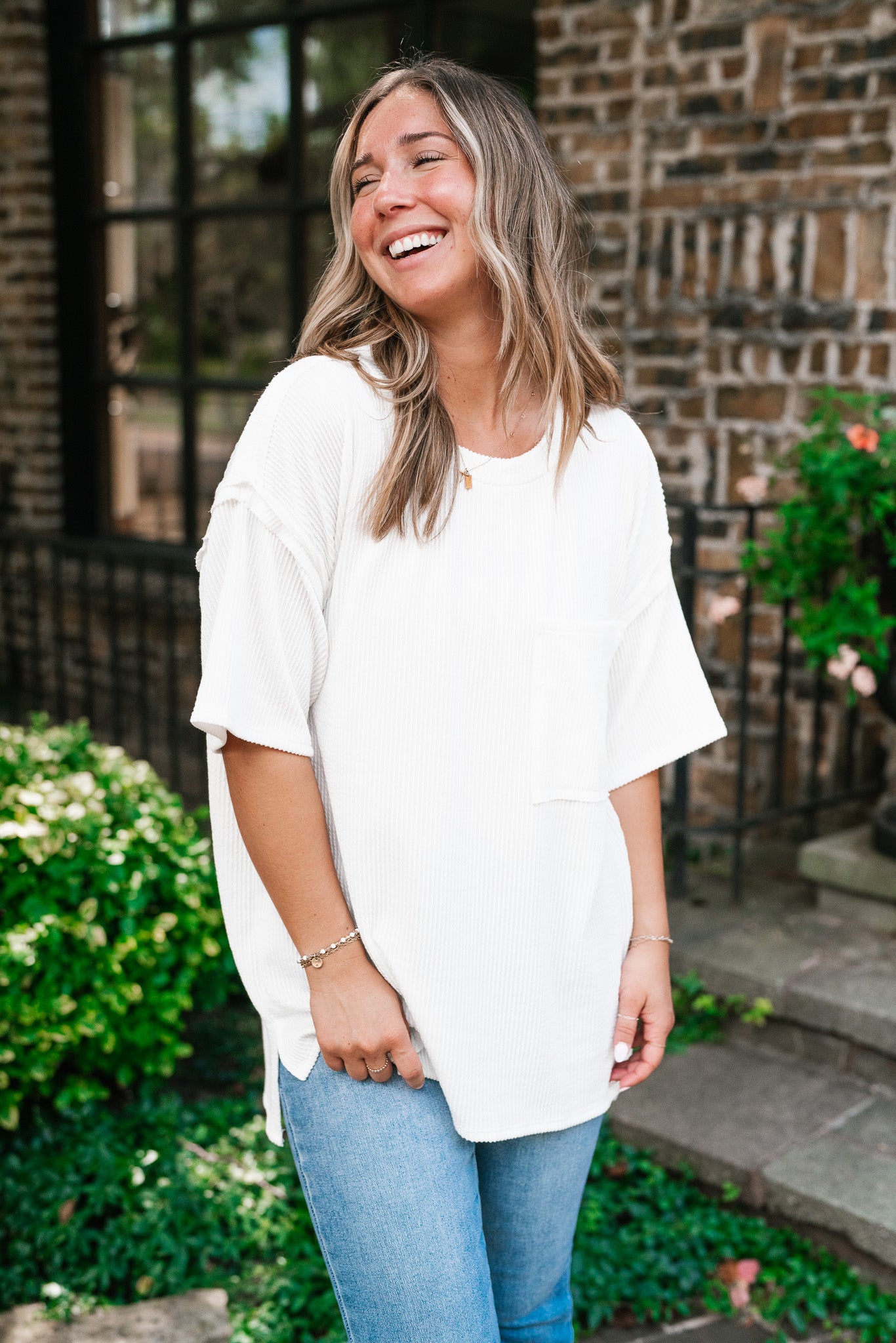 Forever Timeless Relaxed Ribbed Top- White