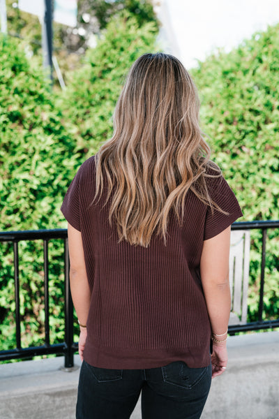 Comfort Breeze Ribbed Sweater Top - Brown