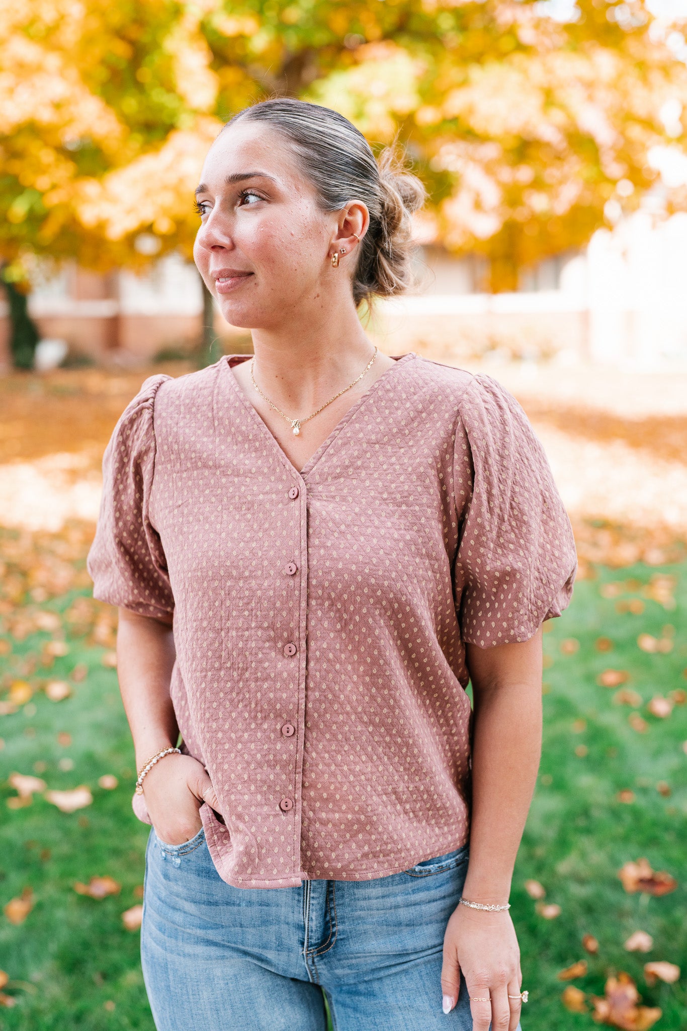 Autumn Charm Puff Sleeve Top