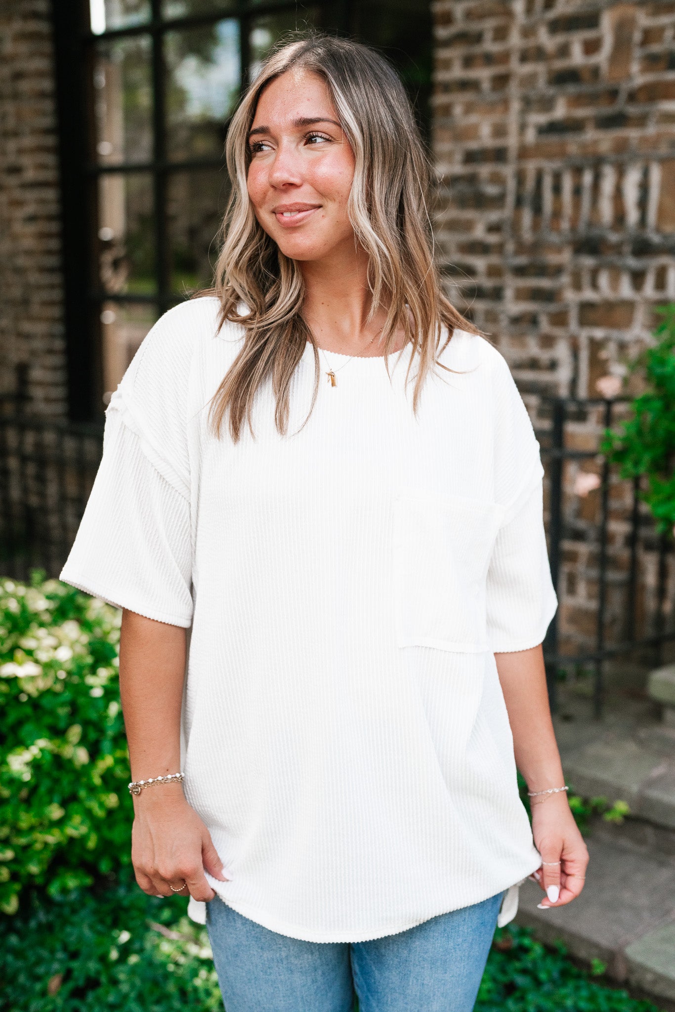 Forever Timeless Relaxed Ribbed Top- White