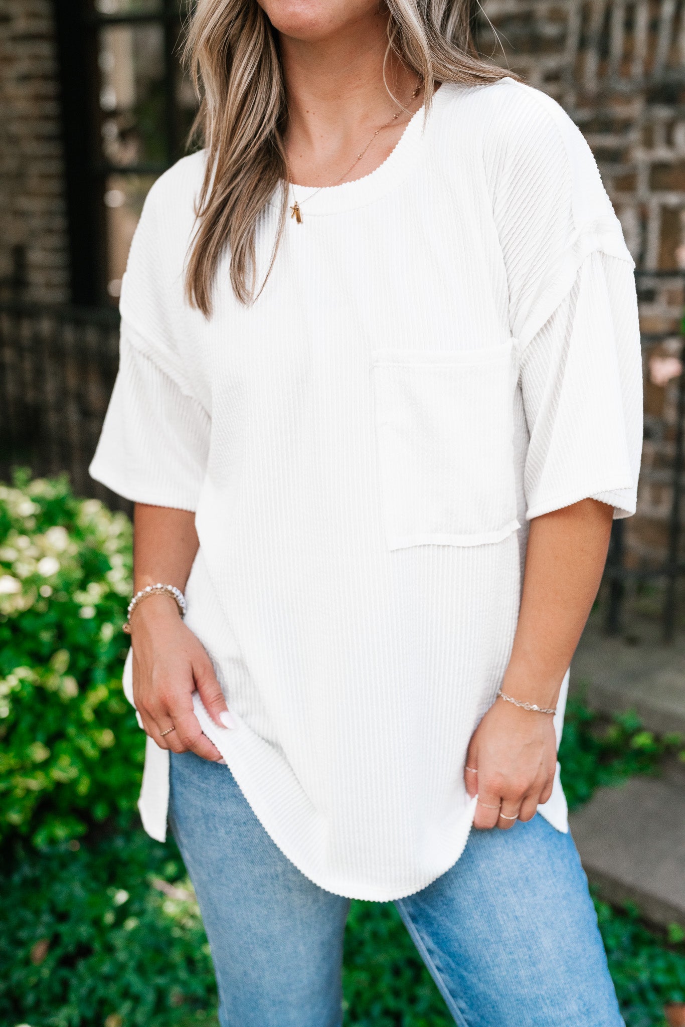 Forever Timeless Relaxed Ribbed Top- White