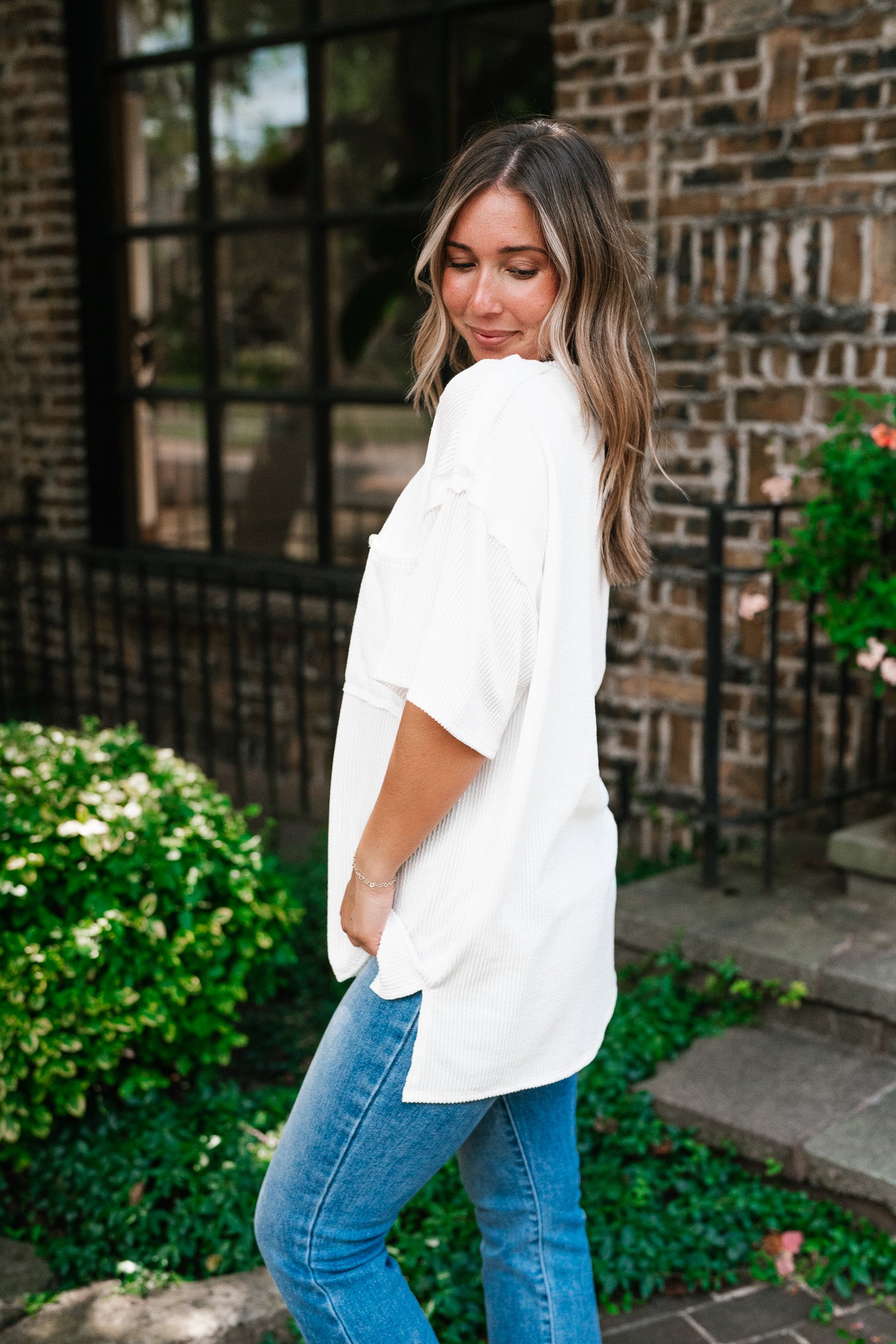 Forever Timeless Relaxed Ribbed Top- White