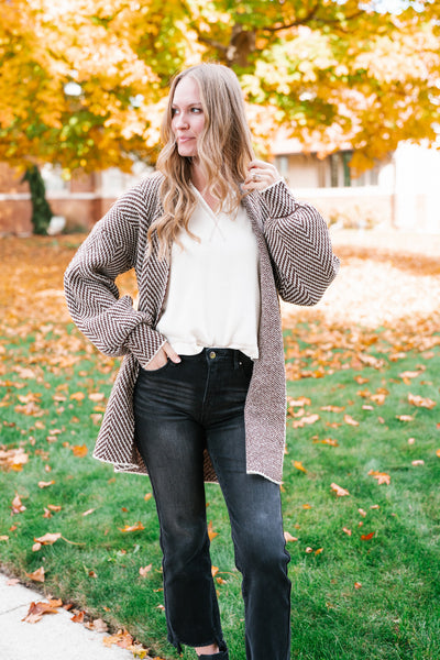 The Moment Striped Cardigan - Mocha