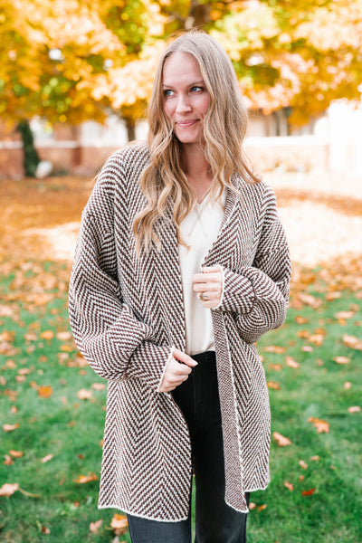 The Moment Striped Cardigan - Mocha