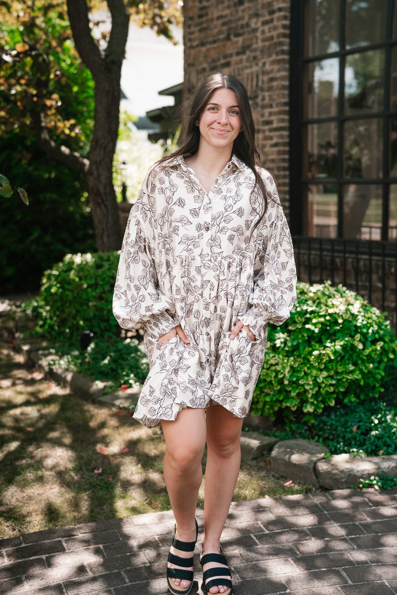 Good Grace Floral Button Up Tunic