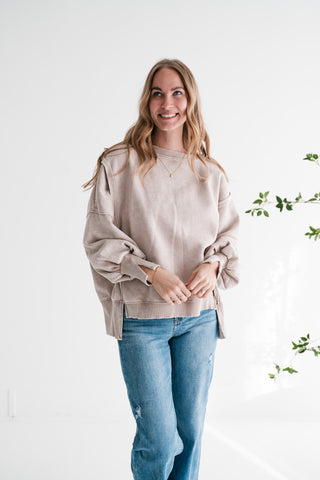Softstone Balloon Sleeve Relaxed Crewneck