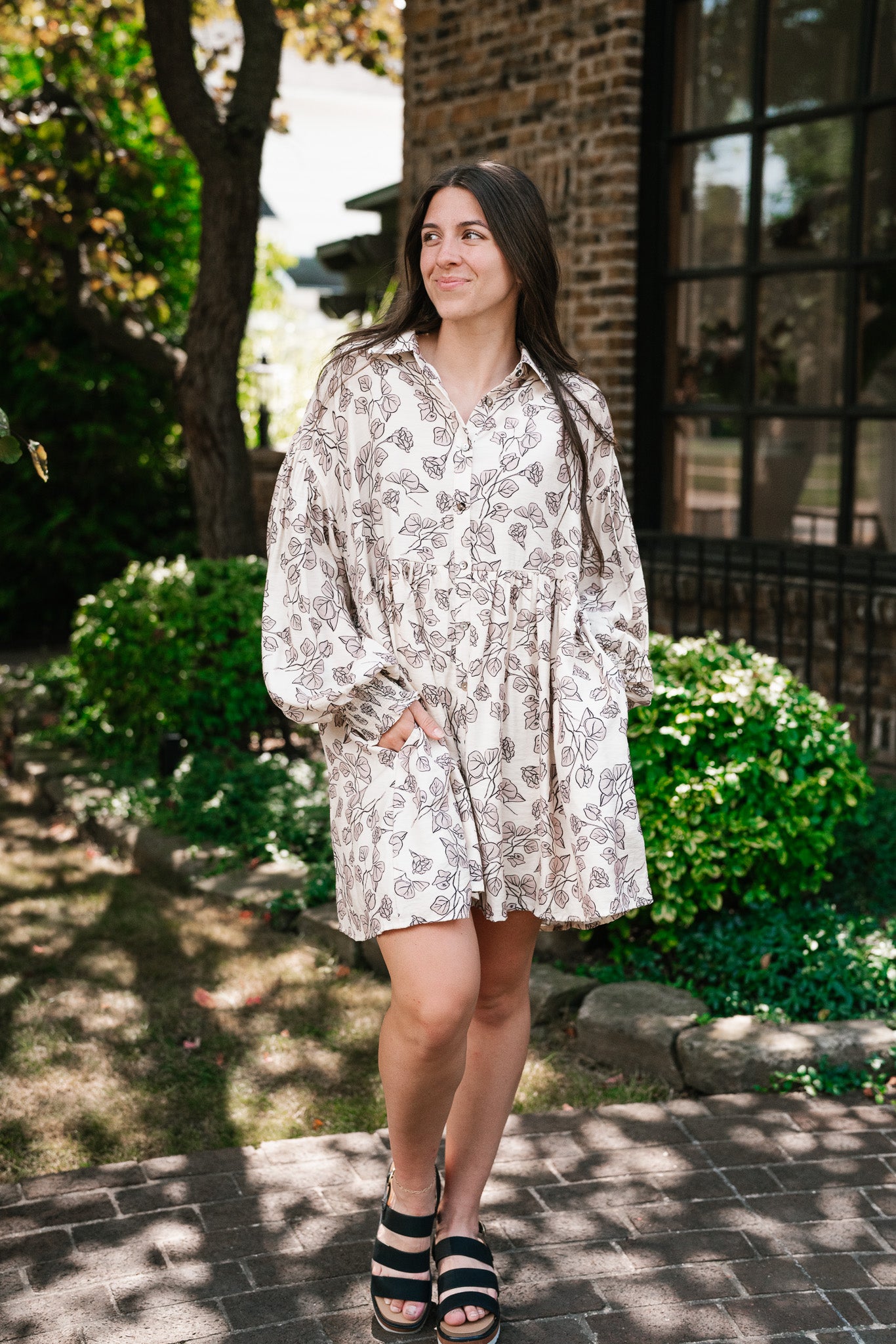 Good Grace Floral Button Up Tunic