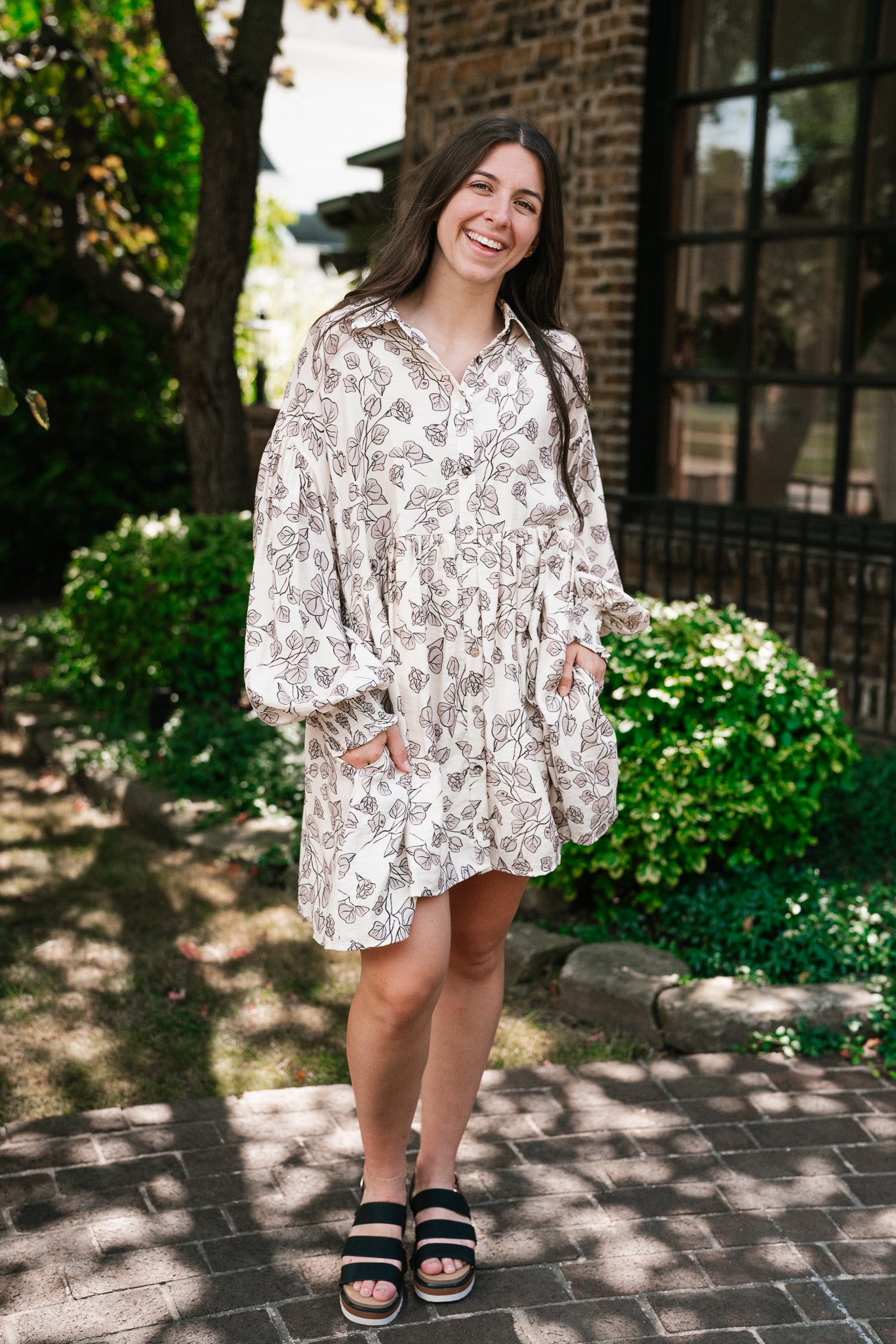 Good Grace Floral Button Up Tunic