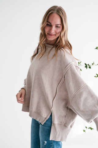 Softstone Balloon Sleeve Relaxed Crewneck
