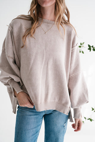 Softstone Balloon Sleeve Relaxed Crewneck